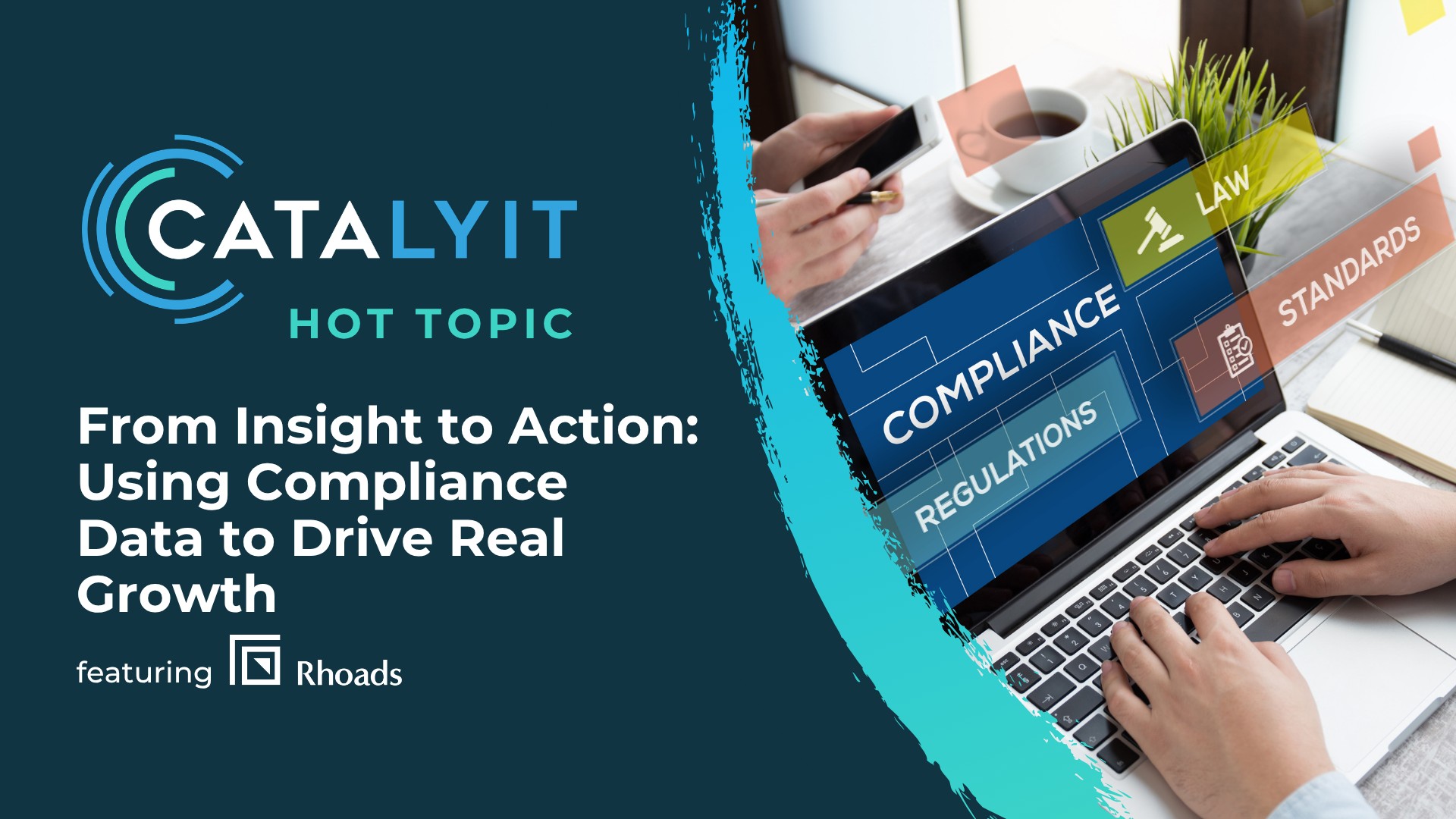 image shows someone typing on a computer in a preview of the Insight to Action webinar hosted by Catalyit and sponsored by Rhoads